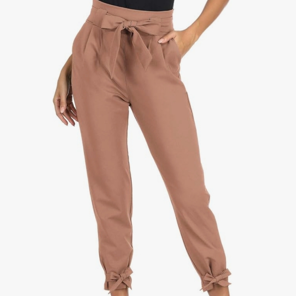 GRACE KARIN Womens Casual High Waist Pencil Pants w Pockets Bow-Knot NWT - XL